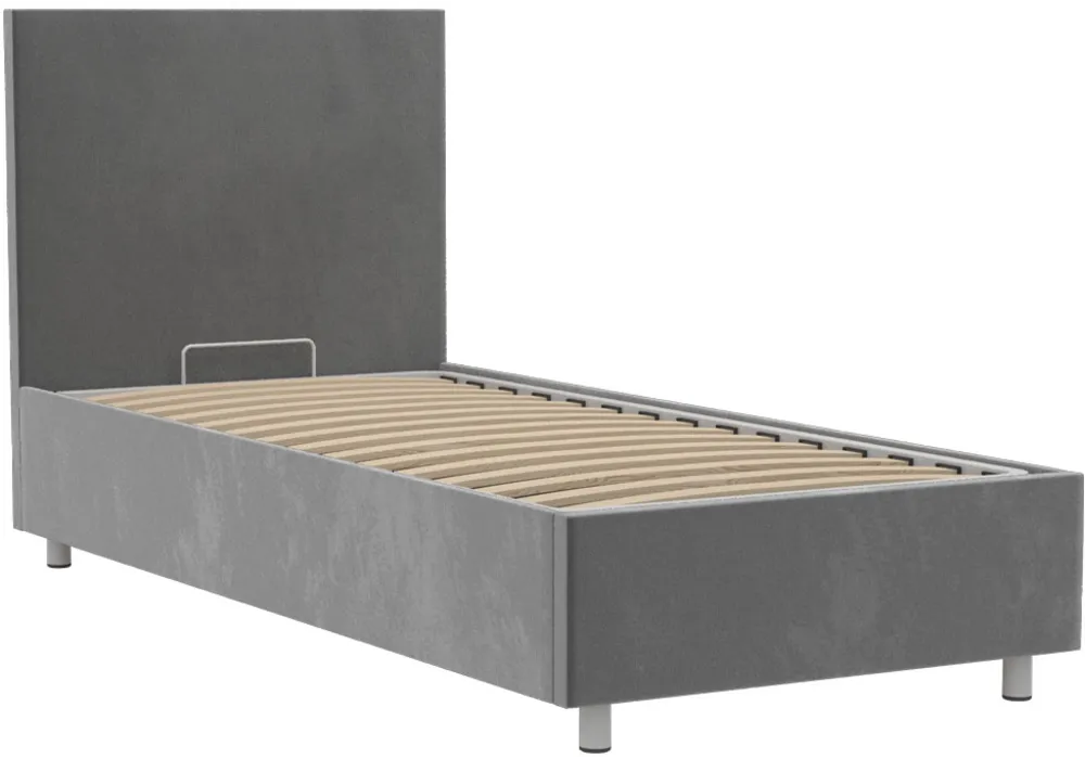 Односпальная кровать Белла 90х200 с бельевым ящиком Плюш Лайт Грей