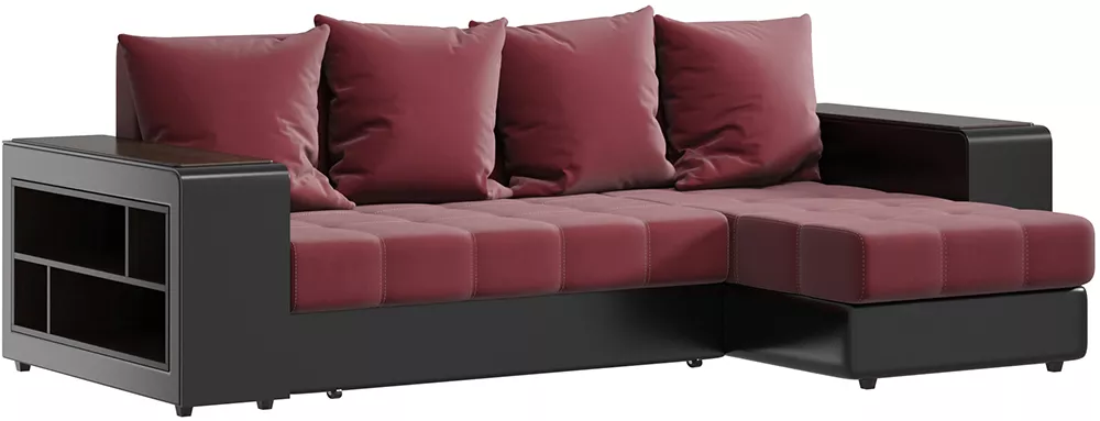угловой диван для детской Дубай Плюш Бордо