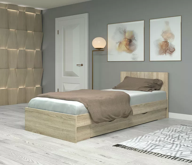 Кровать с ящиками для белья Фреш КРФР-1-Я 900 Дизайн-2