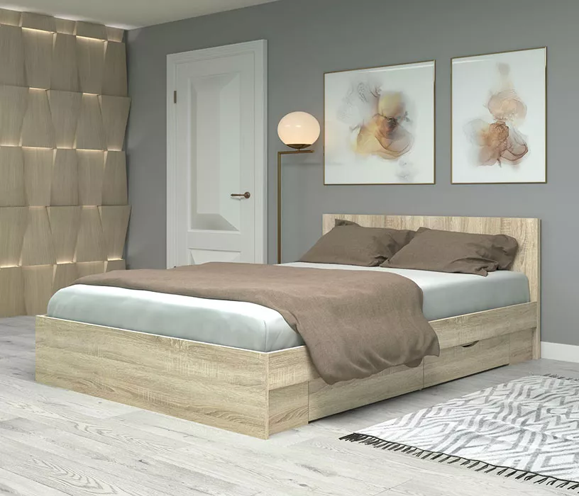 Кровать с ящиками для белья Фреш КРФР-3-Я-1400 Дизайн-2