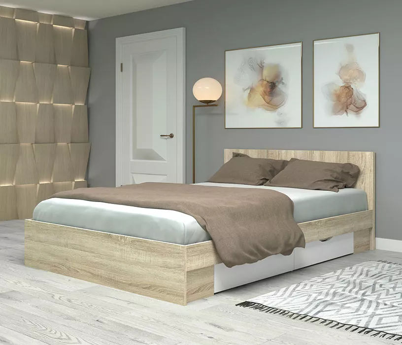 Кровать с ящиками для белья Фреш КРФР-3-Я-1400 Дизайн-3
