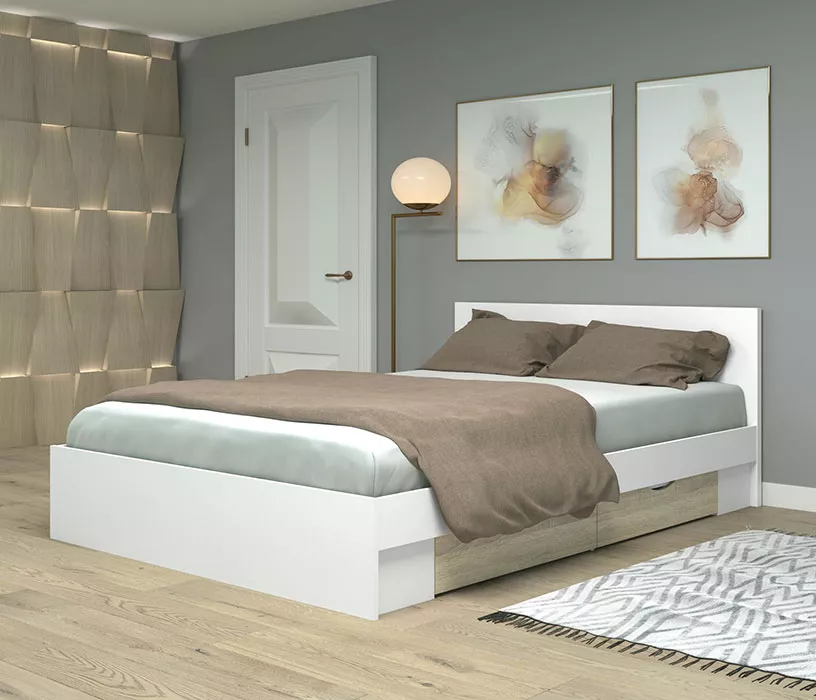 Кровать с ящиками для белья Фреш КРФР-3-Я-1400 Дизайн-4