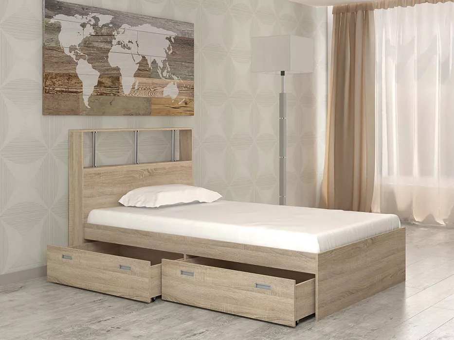 Кровать с ящиками для белья Бриз-6 (120) Дизайн-2