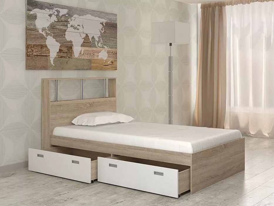 Кровать с ящиками для белья Бриз-6 (120) Дизайн-3