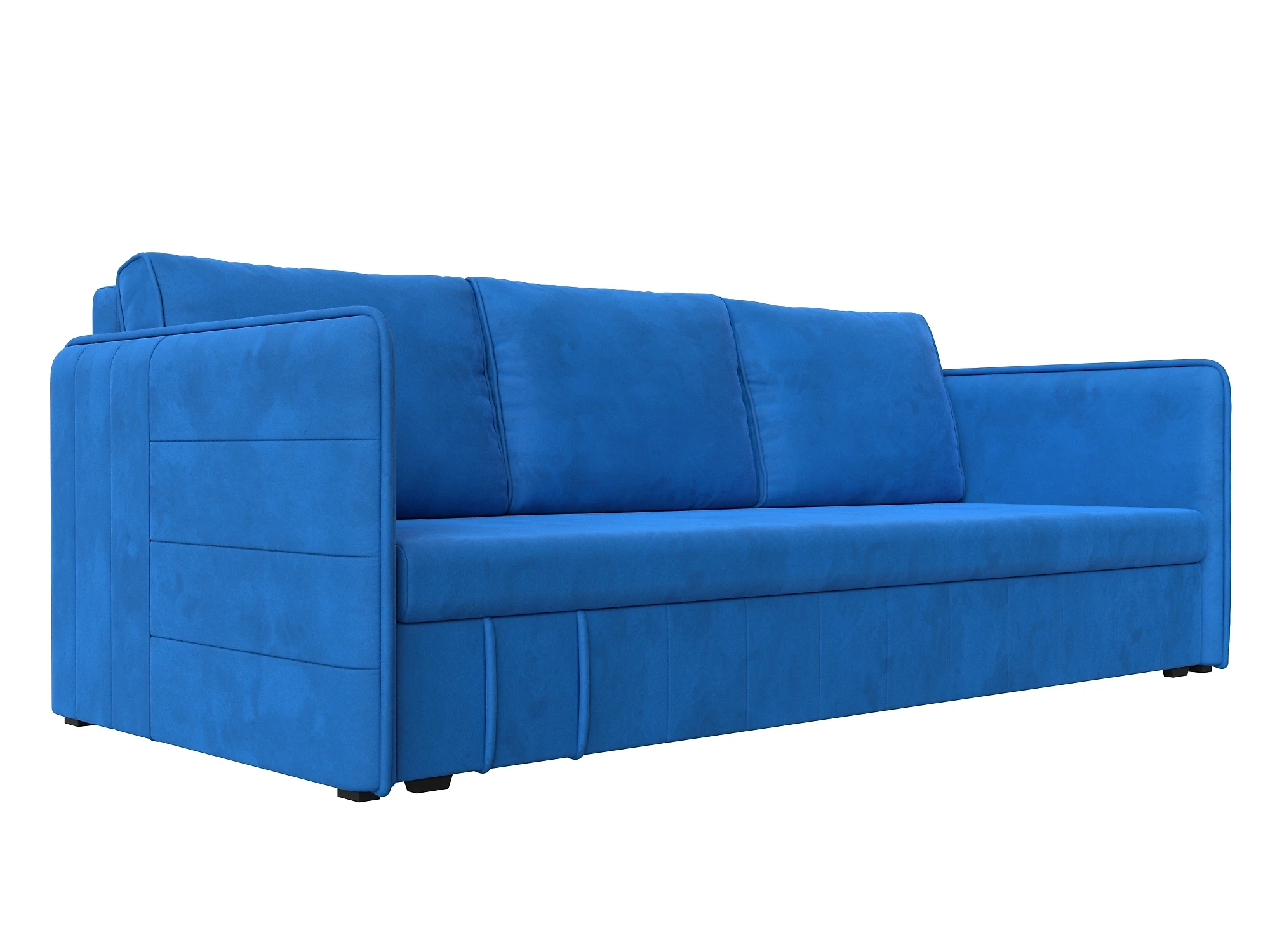 Синий прямой диван Слим Плюш Дизайн 7