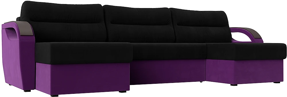 Угловой диван для гостиной Форсайт Вельвет Блэк-Фиолет
