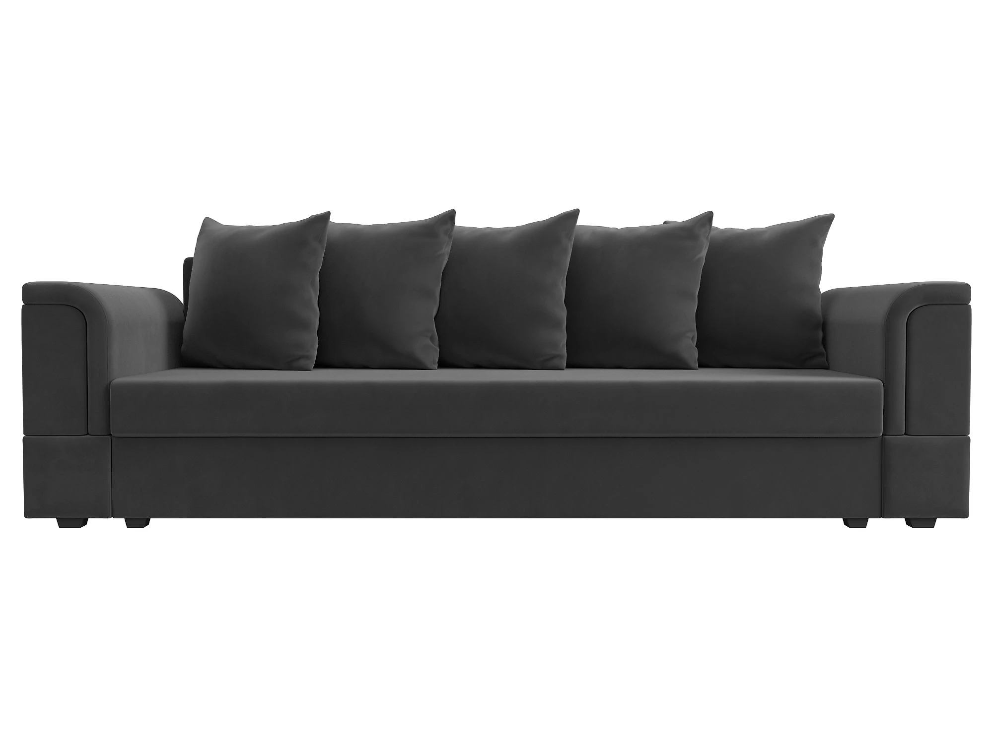 Прямой диван серого цвета Лига-005 Плюш Дизайн 6