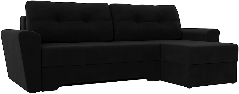 Угловой диван с левым углом Амстердам Вельвет Блэк