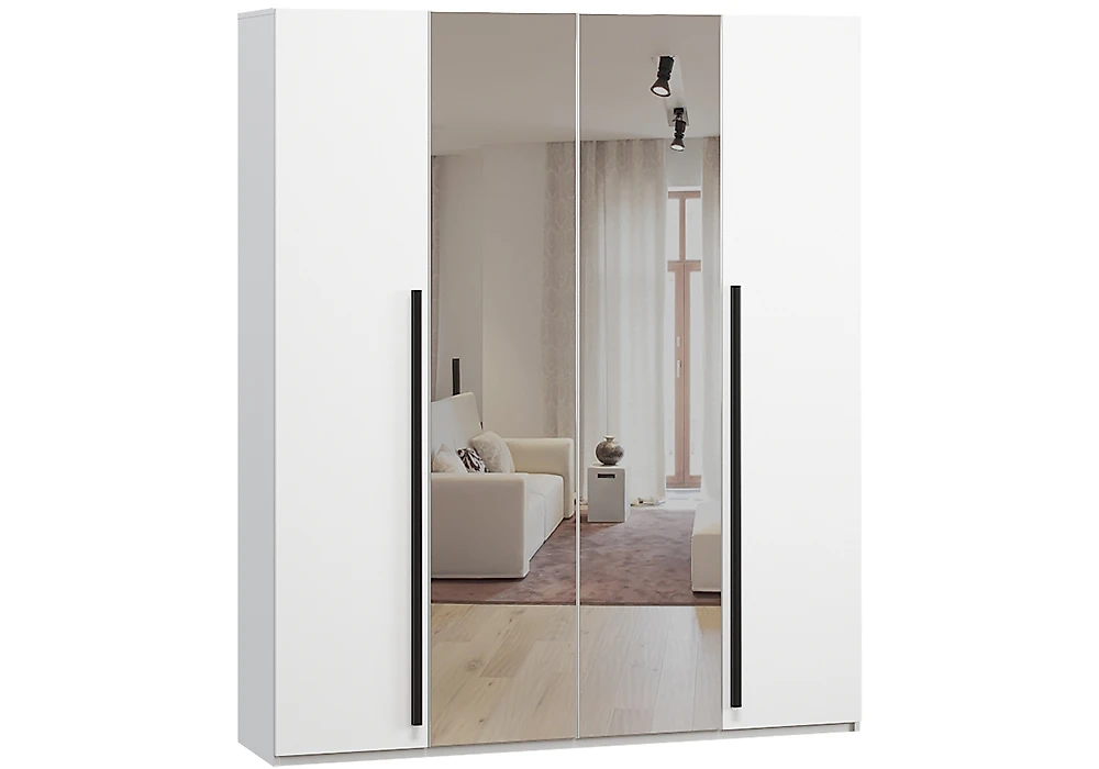 Серый распашной шкаф Лорена-4.2 М с зеркалами