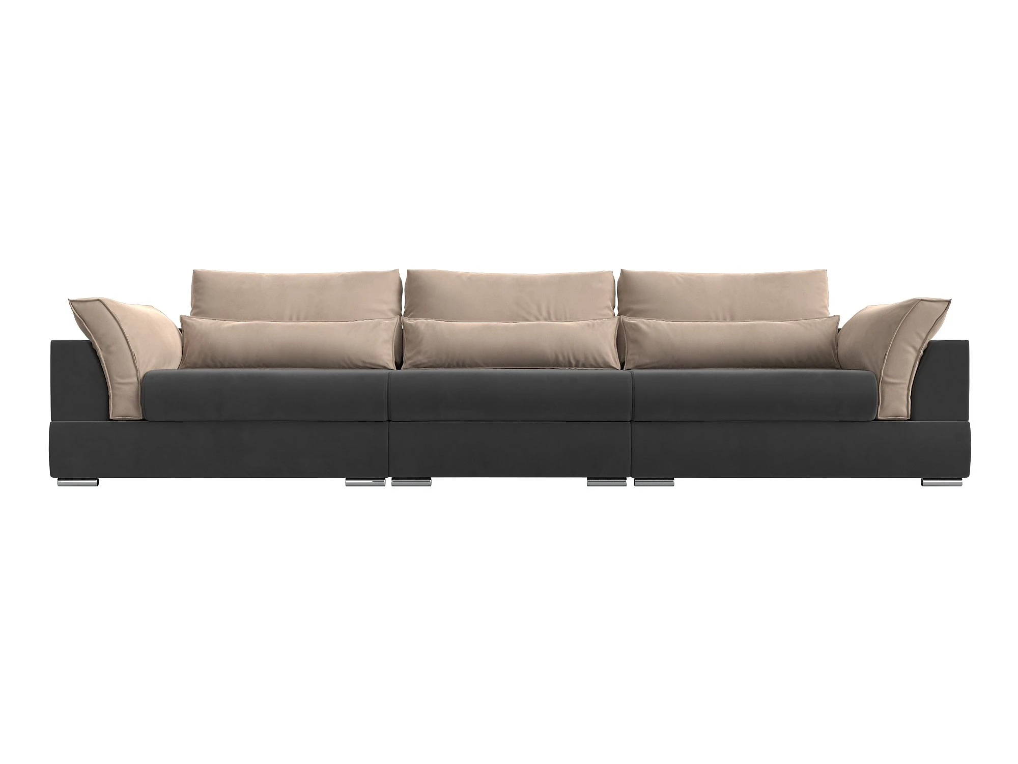 Прямой диван серого цвета Пекин Лонг Плюш Дизайн 12
