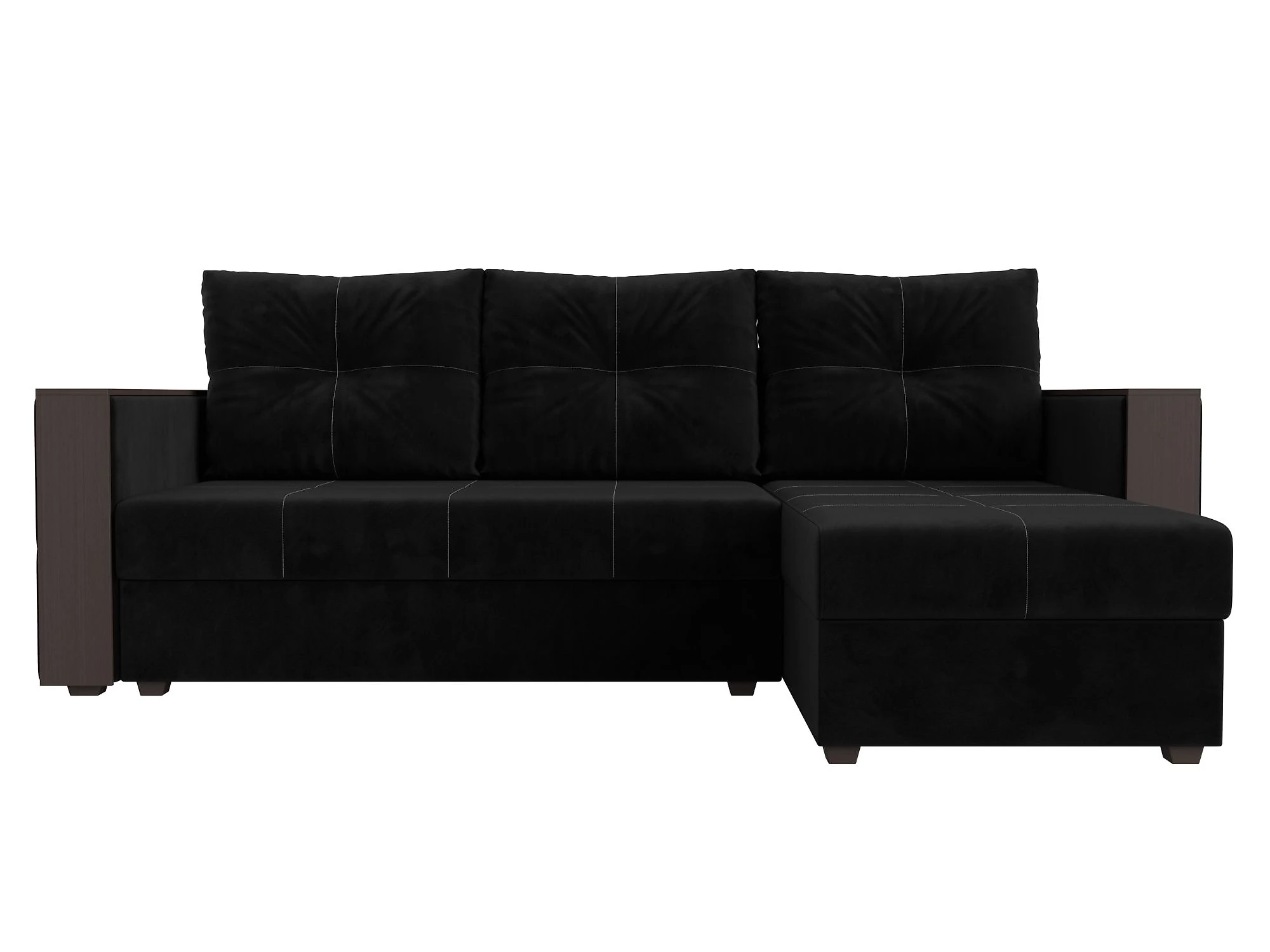 Угловой диван черно-белый Валенсия Лайт Плюш Дизайн 8