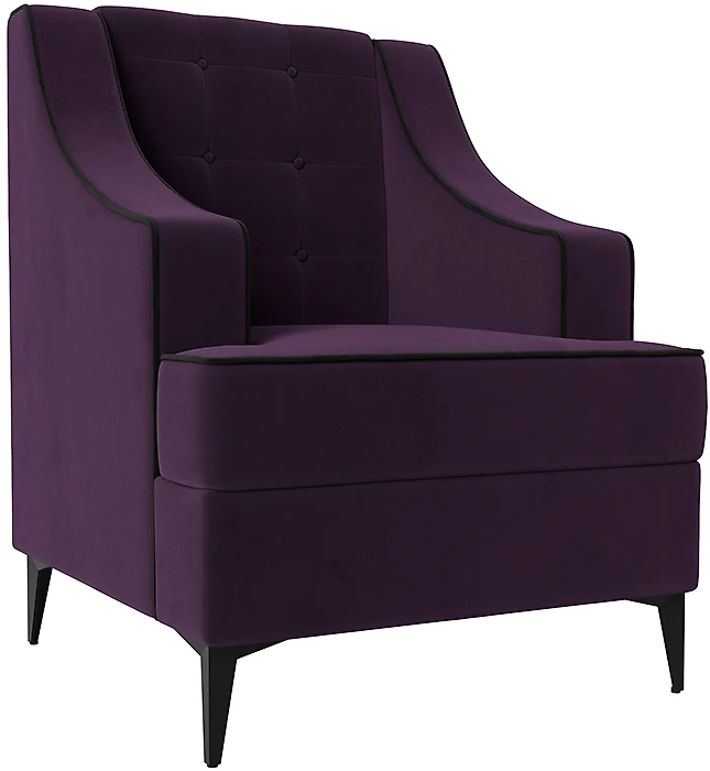 Кресло с подлокотниками Марк Велюр Фиолетовый-Черный