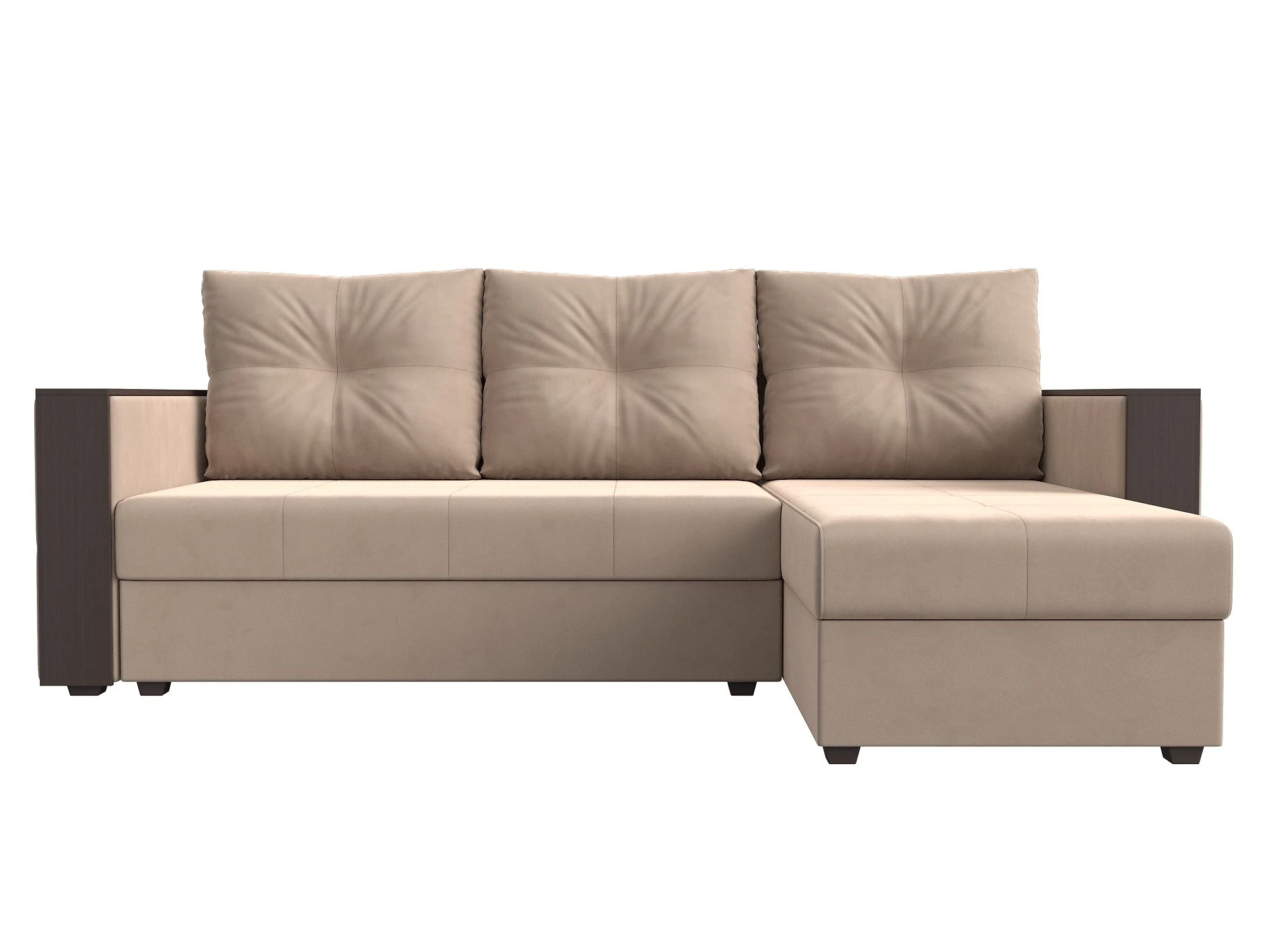 Угловой диван на деревянном каркасе Валенсия Лайт Плюш Дизайн 1