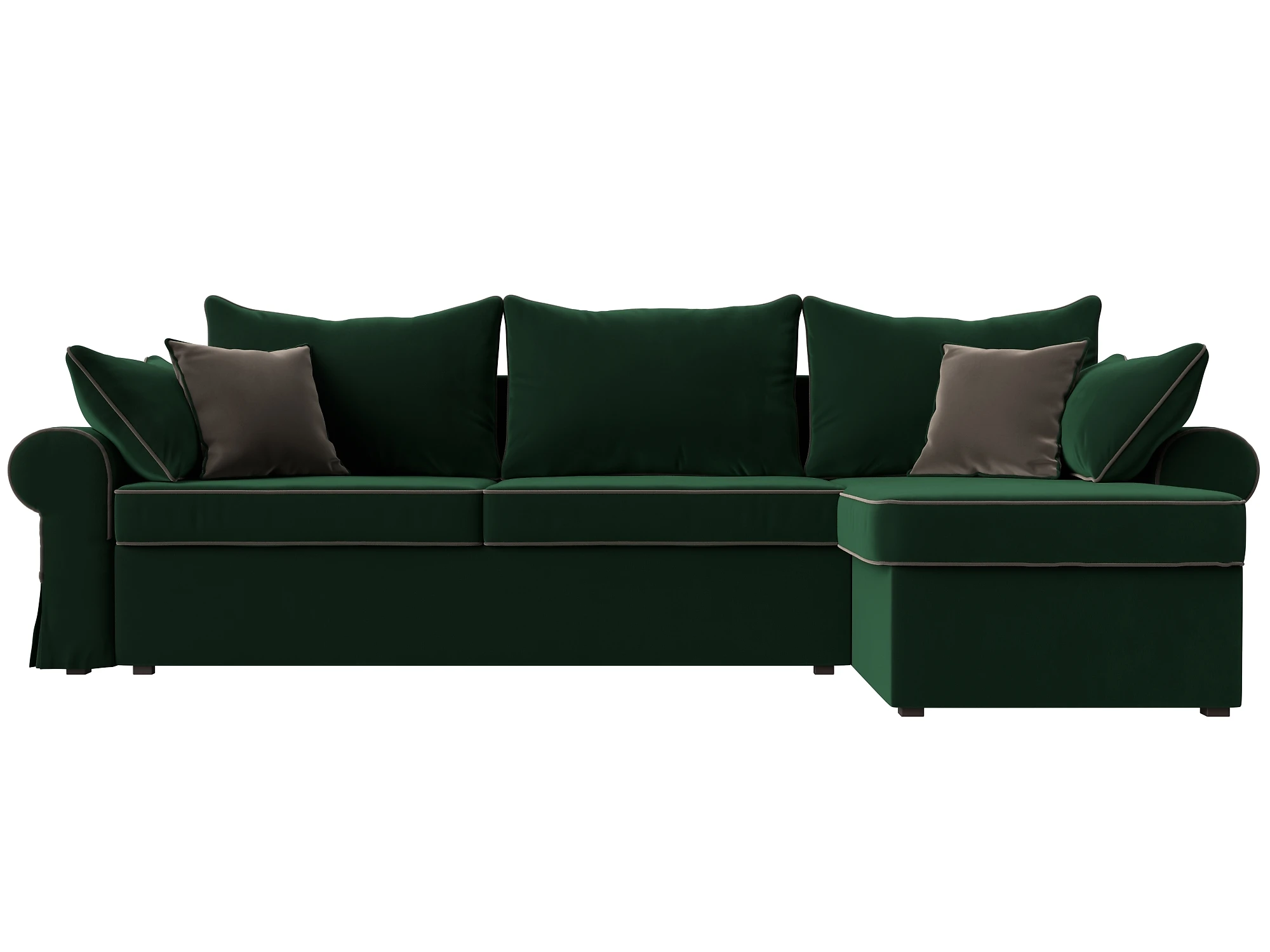 Угловой диван изумрудный Элис Плюш Дизайн 8