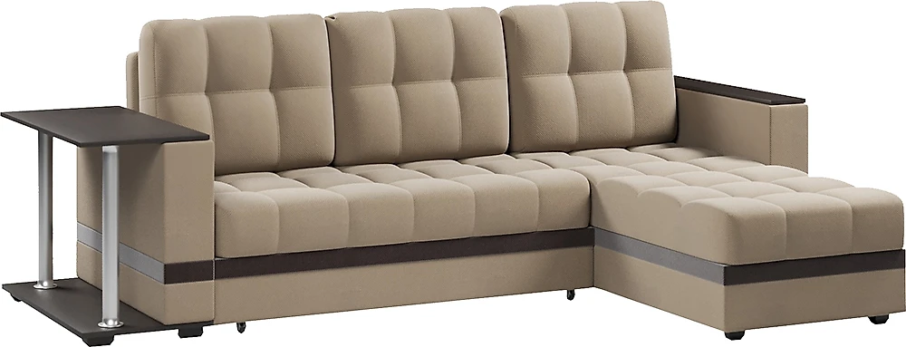 Угловой диван с ящиком для белья Атланта Классик Беж со столиком