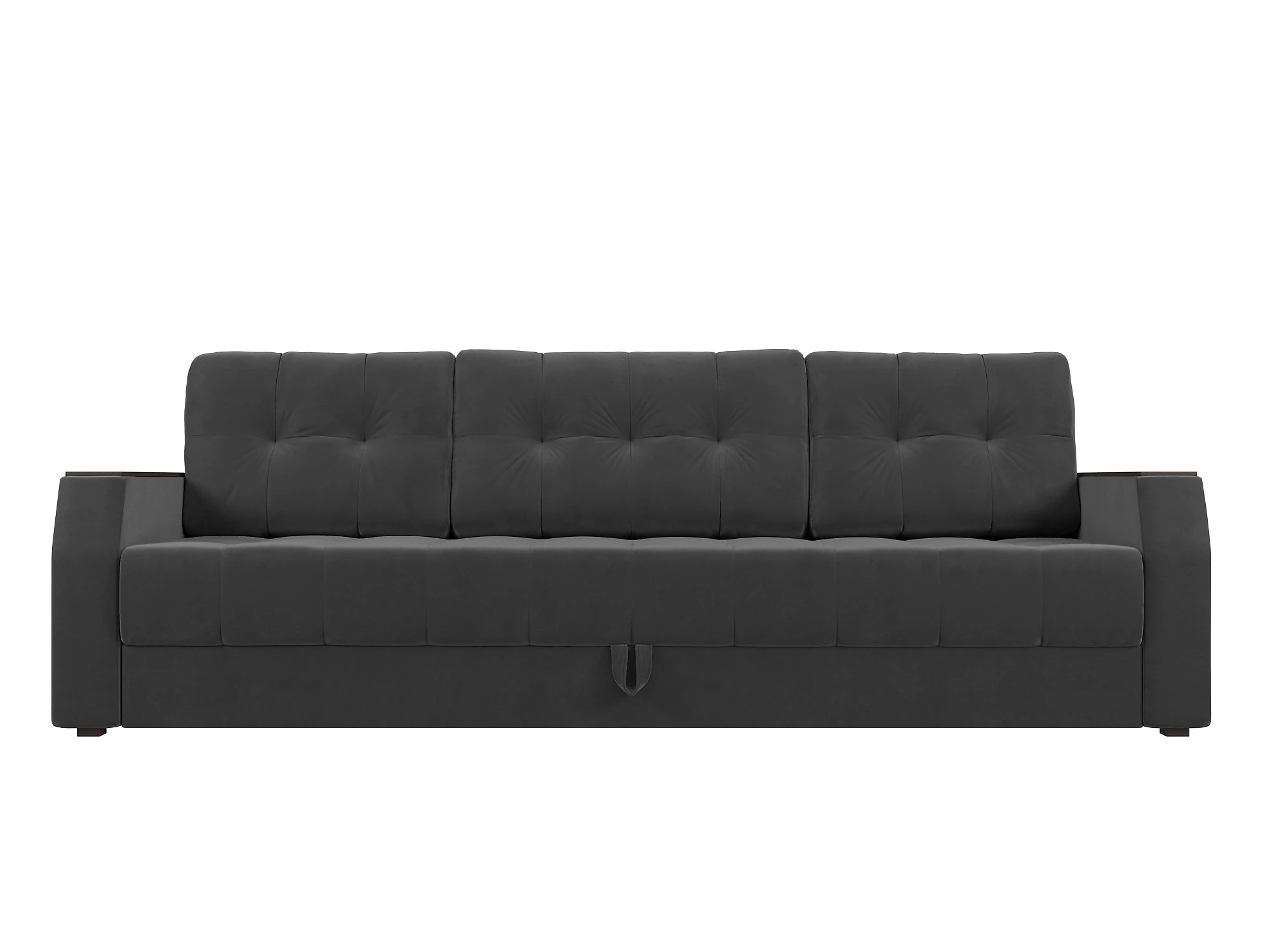 Прямой диван серого цвета Атлантида Плюш без стола Дизайн 6