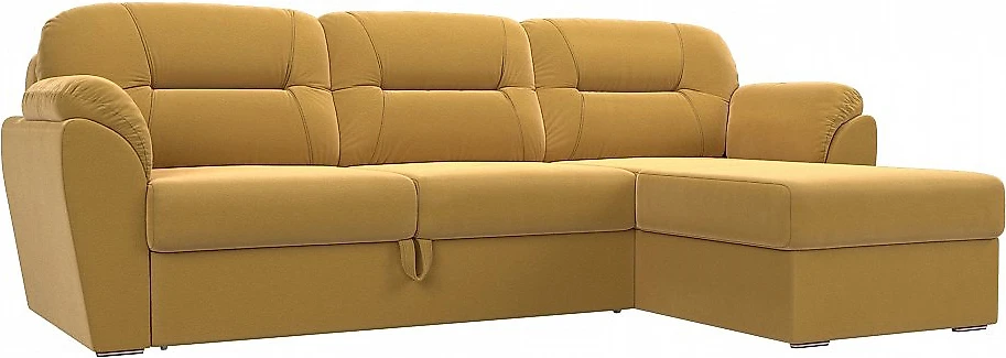 Угловой диван с ящиком для белья Бостон Вельвет Еллоу