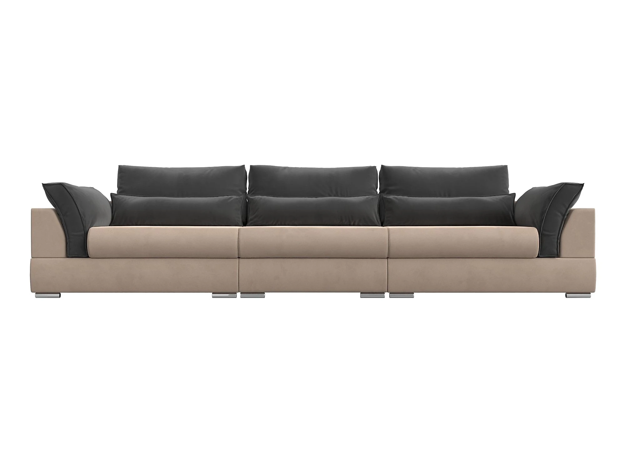 Прямой диван серого цвета Пекин Лонг Плюш Дизайн 5