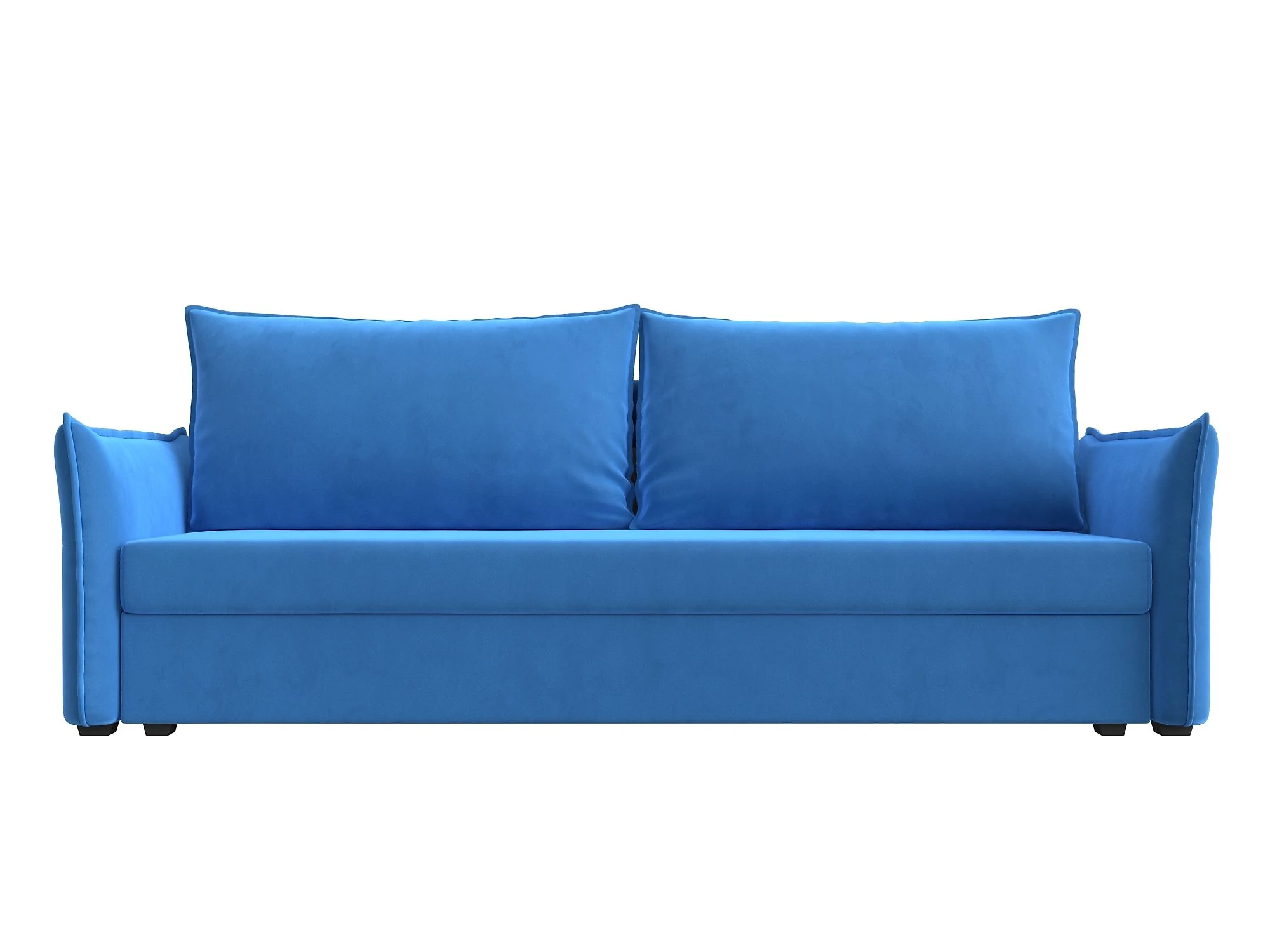 Синий прямой диван Лига-004 Плюш Дизайн 3