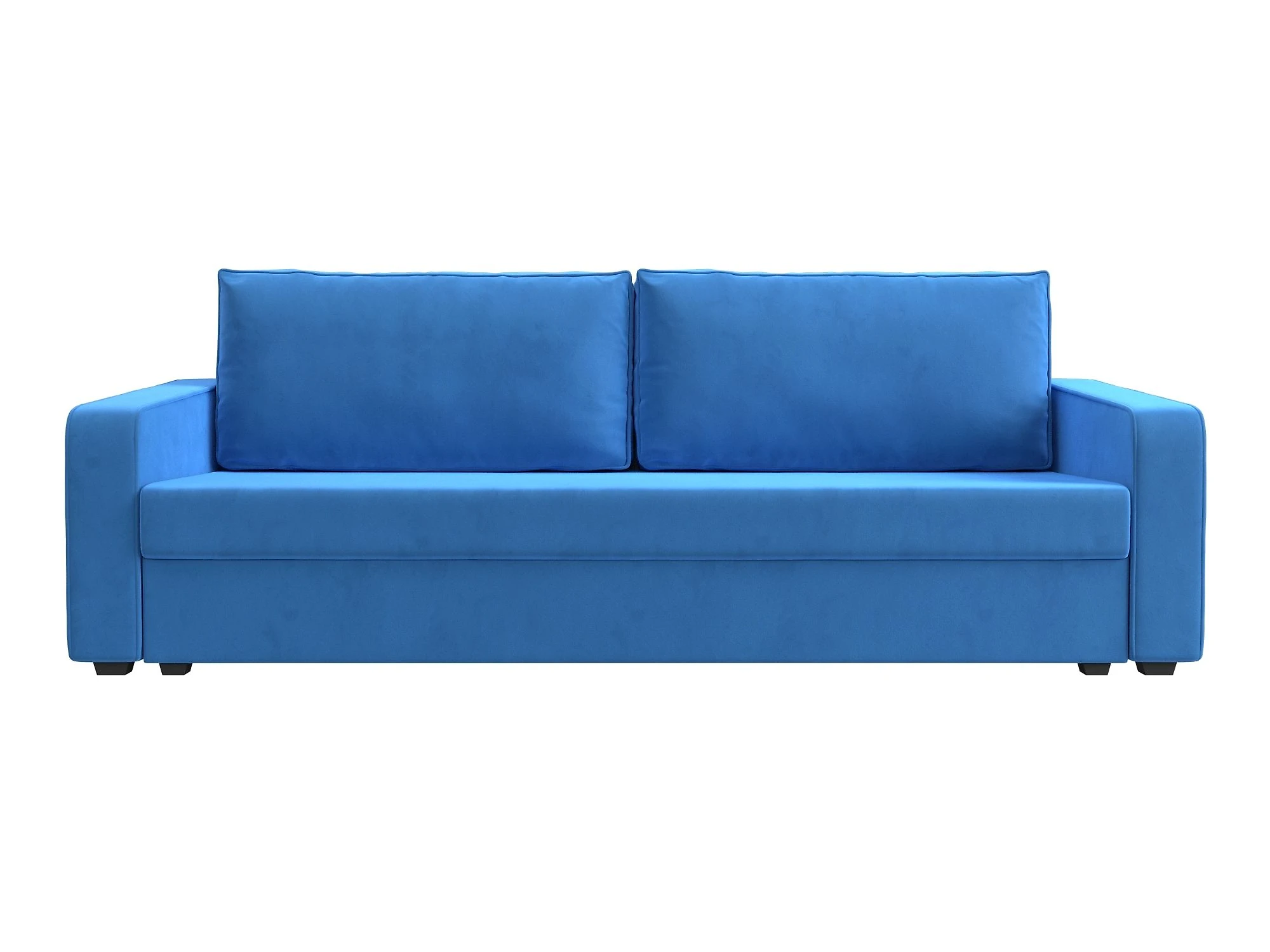 Синий прямой диван Лига-009 Плюш Дизайн 3