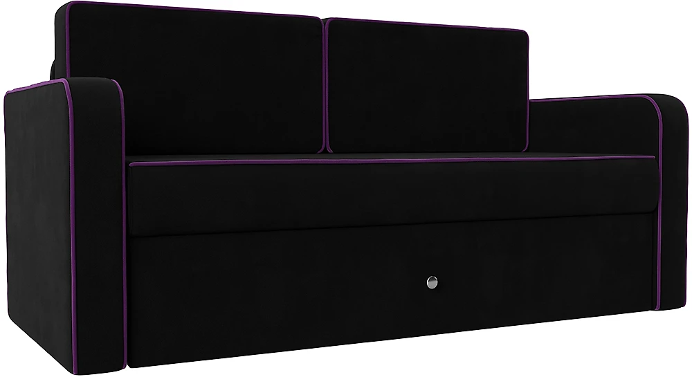 Прямой диван 150 см Смарт Вельвет Черный-Фиолетовый
