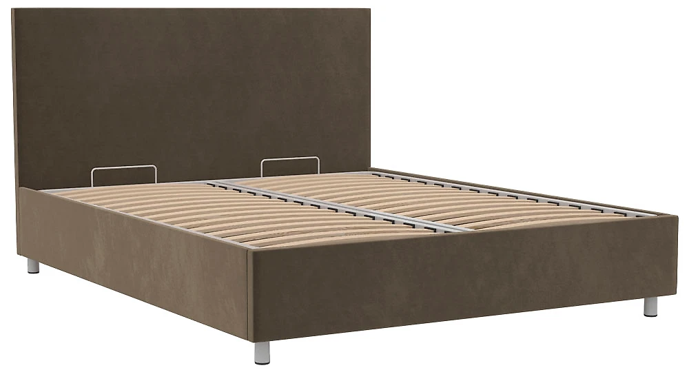 Широкая кровать Белла 160х200 с бельевым ящиком Плюш Шоколад