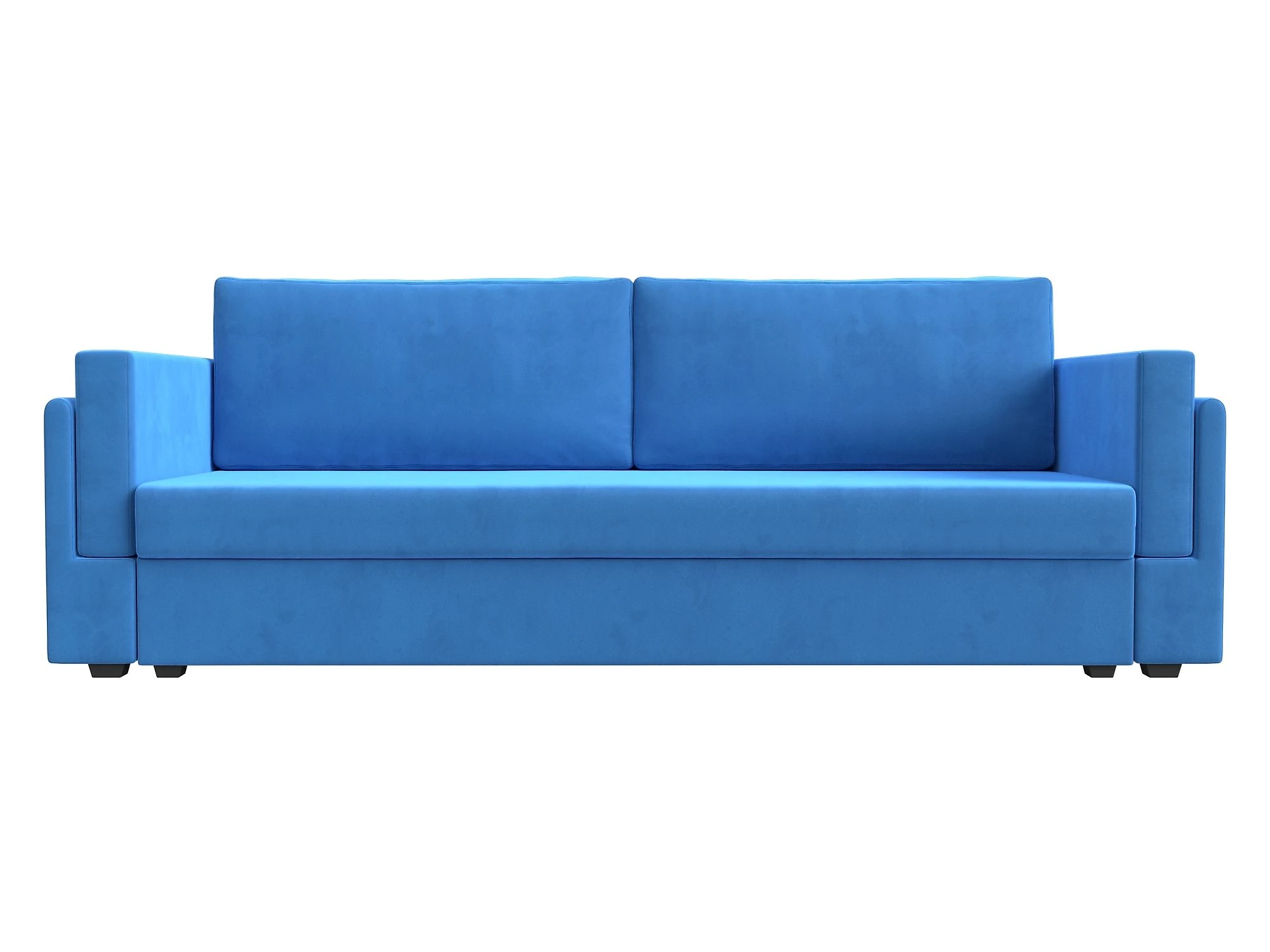 Синий прямой диван Лига-007 Плюш Дизайн 3
