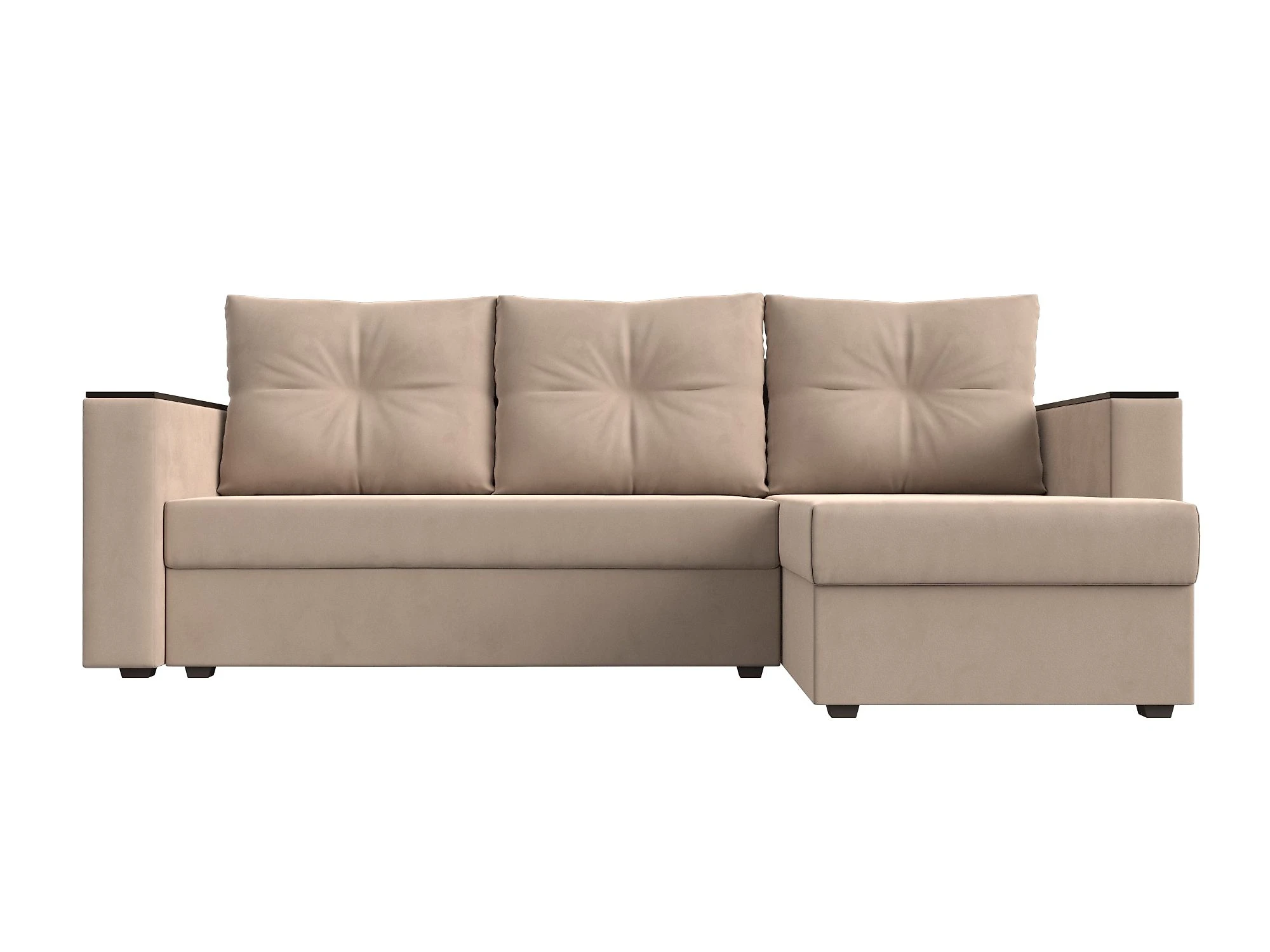 Угловой диван с полкой Атланта Лайт Плюш без стола Дизайн 1
