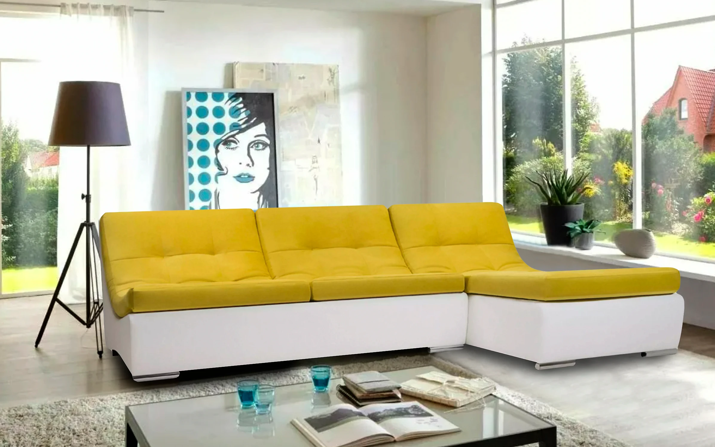 диван для гостиной Монреаль-1 Плюш Yellow (тест)