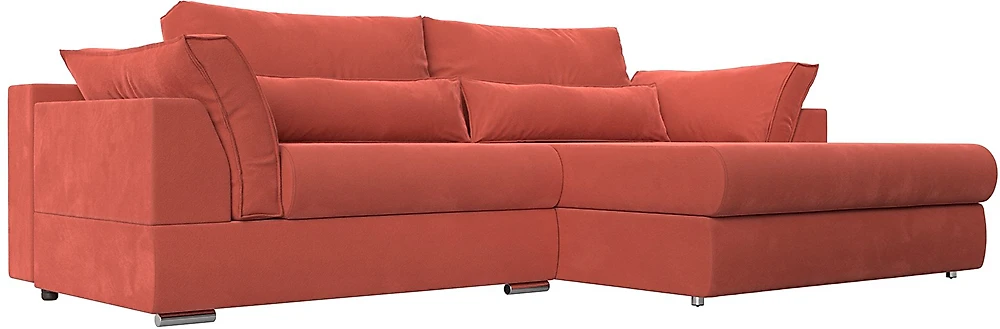 Угловой диван с правым углом Пекин Вельвет Корал