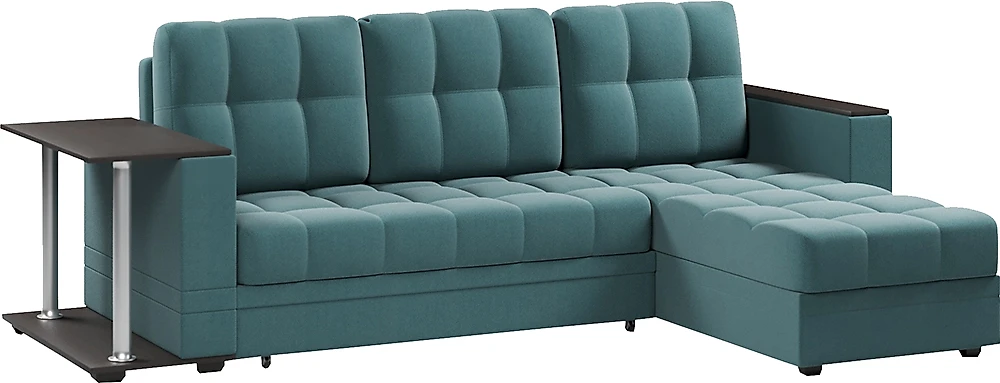 Угловой диван с ящиком для белья Атланта Классик Лагуна со столиком